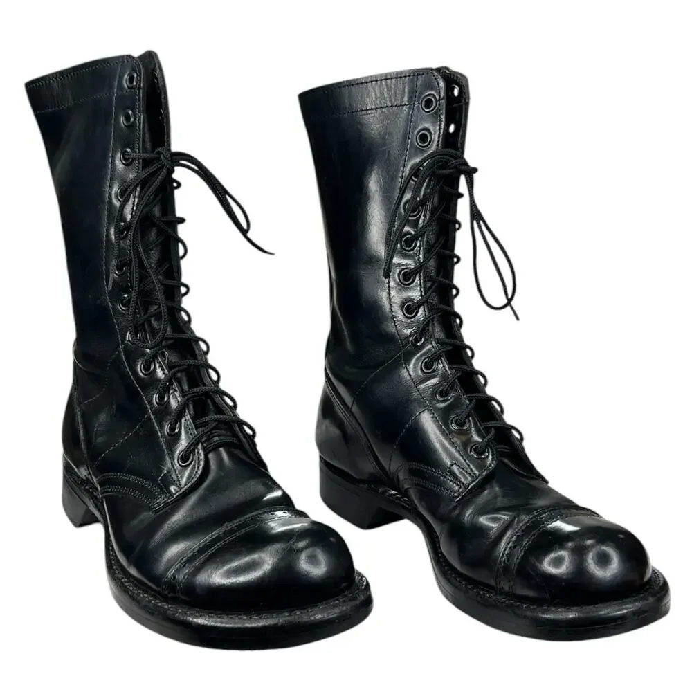 Vintage Corcoran Men's Narrow Cap Toe Black Leather 1500 Jump Boots Size 6.5 C